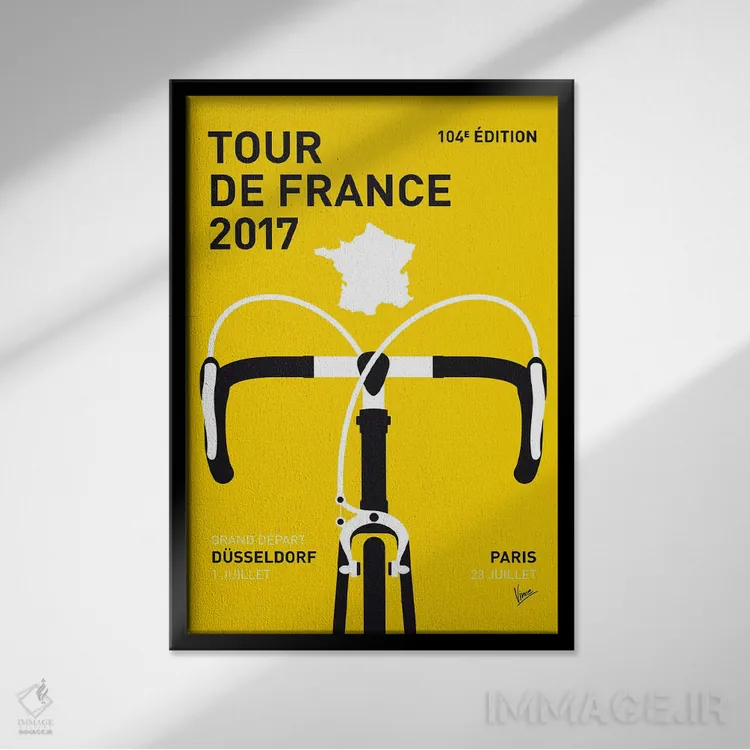 تابلو دکوراتیو پوستر مینیمال تور دو فرانس ۲۰۱۷ اثر چانکونگ - نمای قابدار مشکی