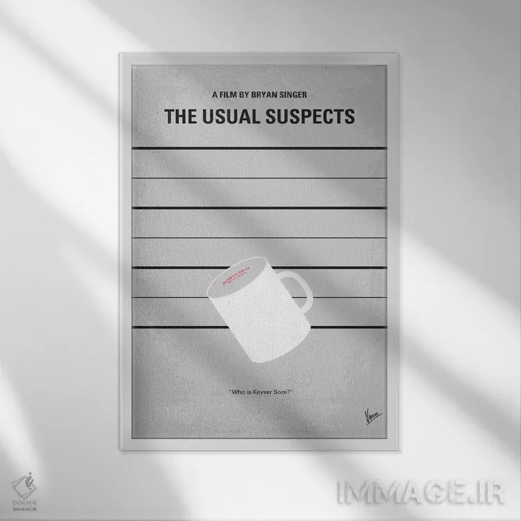 تابلو مینیمال پوستر مینیمال فیلم مظنونین همیشگی اثر چانکونگ - نمای قابدار سفید
