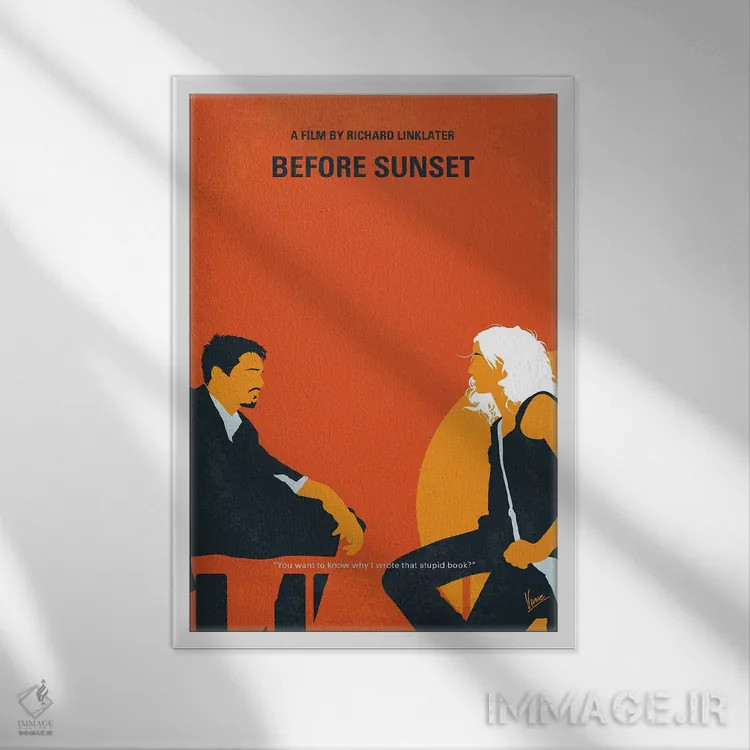 تابلو مینیمال پوستر مینیمال فیلم پیش از غروب اثر چانکونگ - نمای قابدار سفید