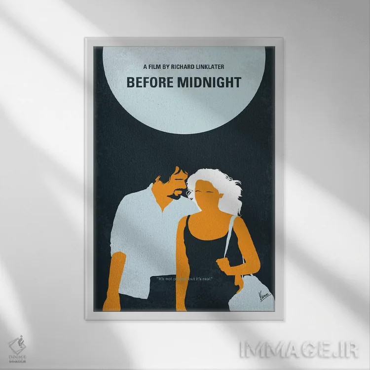 تابلو مینیمال پوستر مینیمال فیلم پیش از نیمه شب اثر چانکونگ - نمای قابدار سفید