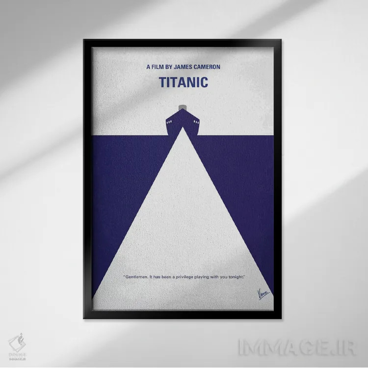 تابلو مینیمال پوستر مینیمال فیلم تایتانیک اثر چانکونگ - نمای قابدار مشکی