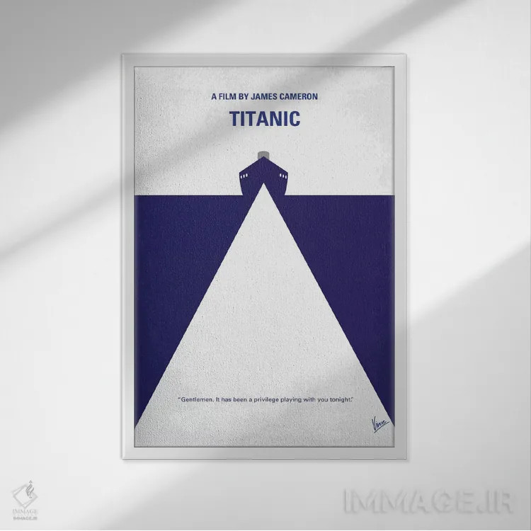 تابلو مینیمال پوستر مینیمال فیلم تایتانیک اثر چانکونگ - نمای قابدار سفید