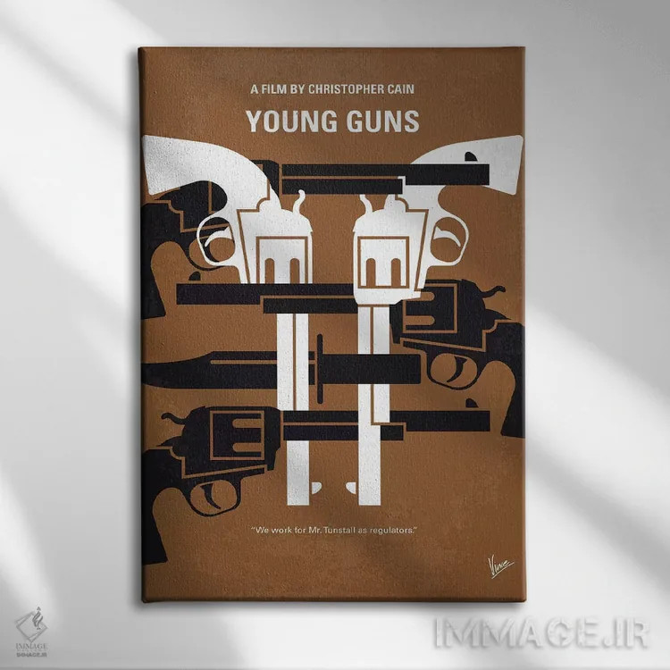 تابلو مینیمال پوستر مینیمال فیلم اسلحه های جوان اثر چانکونگ - نمای روبهرو روی دیوار