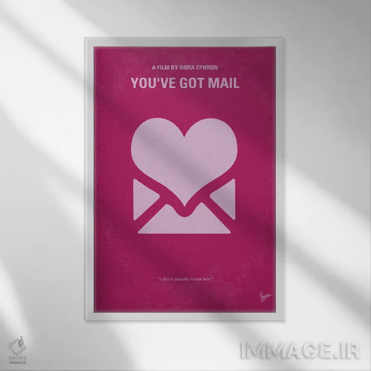 تابلو مینیمال پوستر مینیمال فیلم شما یک ایمیل دارید اثر چانکونگ - نمای قابدار سفید