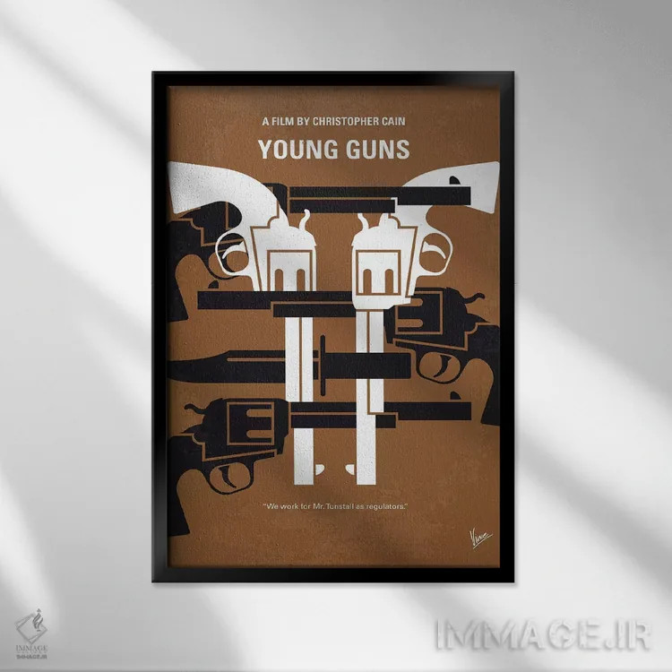 تابلو مینیمال پوستر مینیمال فیلم اسلحه های جوان اثر چانکونگ - نمای قابدار مشکی