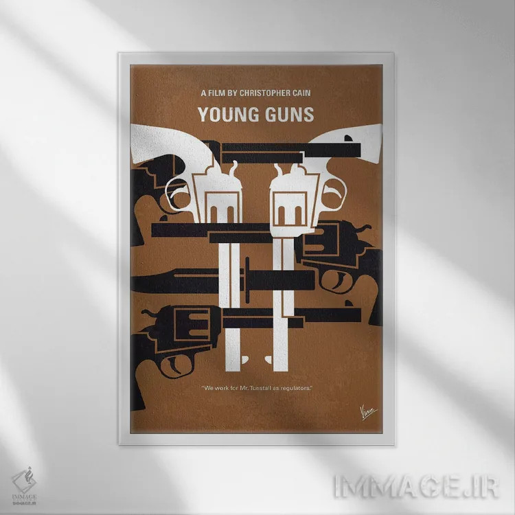 تابلو مینیمال پوستر مینیمال فیلم اسلحه های جوان اثر چانکونگ - نمای قابدار سفید