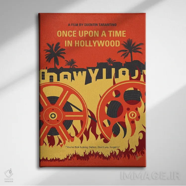 تابلو مینیمال پوستر مینیمال فیلم روزی روزگاری در هالیوود اثر چانکونگ - نمای روبهرو روی دیوار