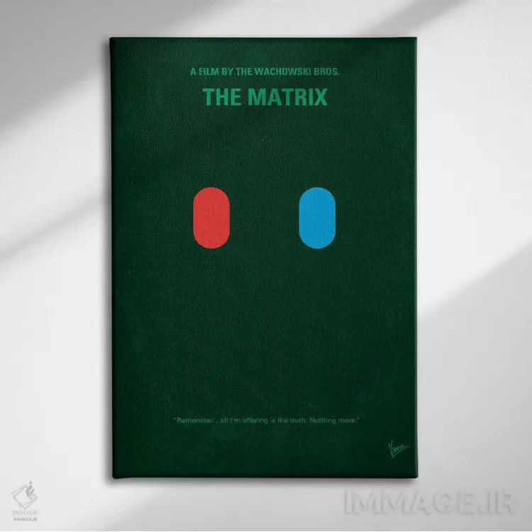 تابلو مینیمال پوستر مینیمال فیلم ماتریکس اثر چانکونگ - نمای روبهرو روی دیوار