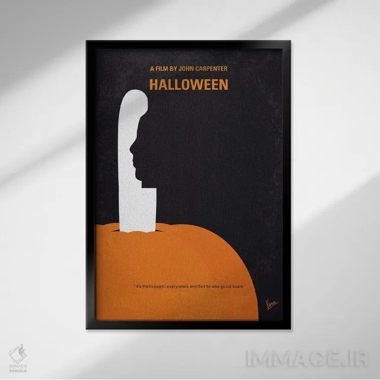 تابلو مینیمال پوستر مینیمال فیلم هالووین من اثر چانکونگ - نمای قابدار مشکی