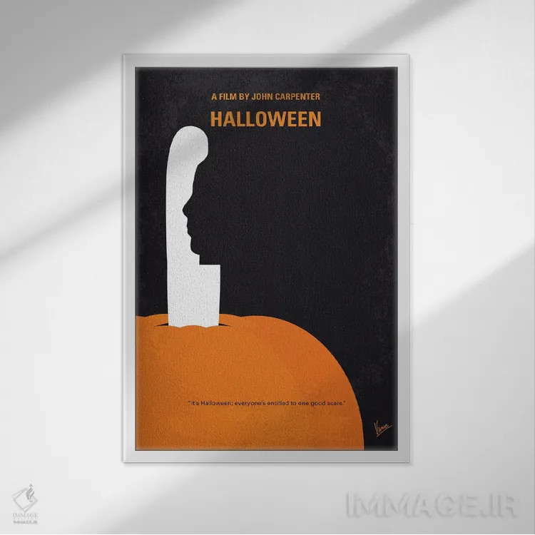 تابلو مینیمال پوستر مینیمال فیلم هالووین من اثر چانکونگ - نمای قابدار سفید