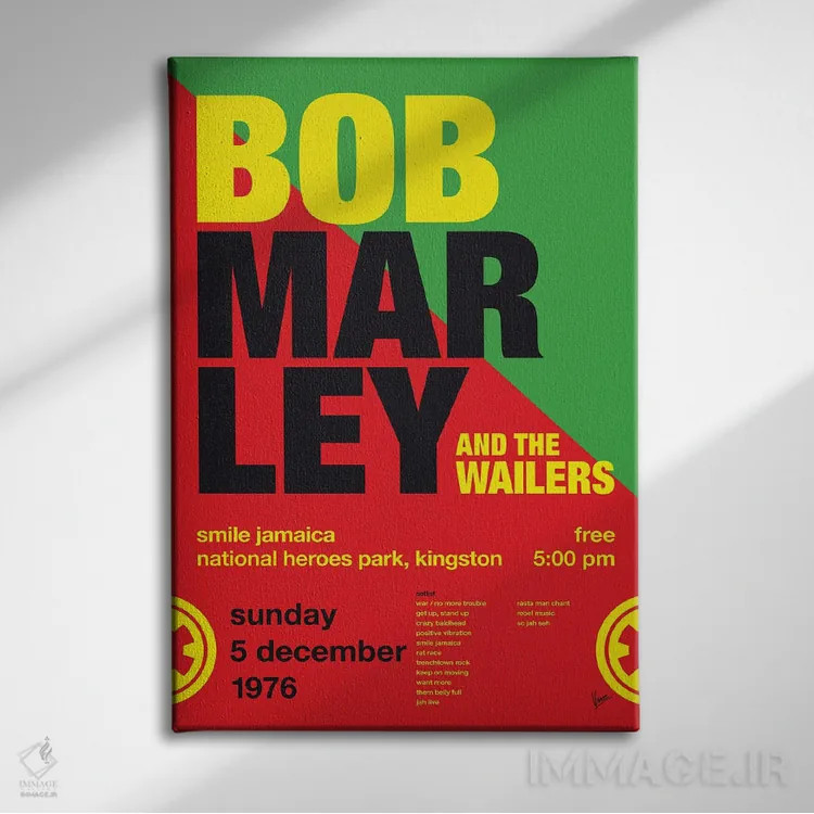 تابلو دکوراتیو پوستر باب مارلی اثر چانکونگ - نمای روبهرو روی دیوار