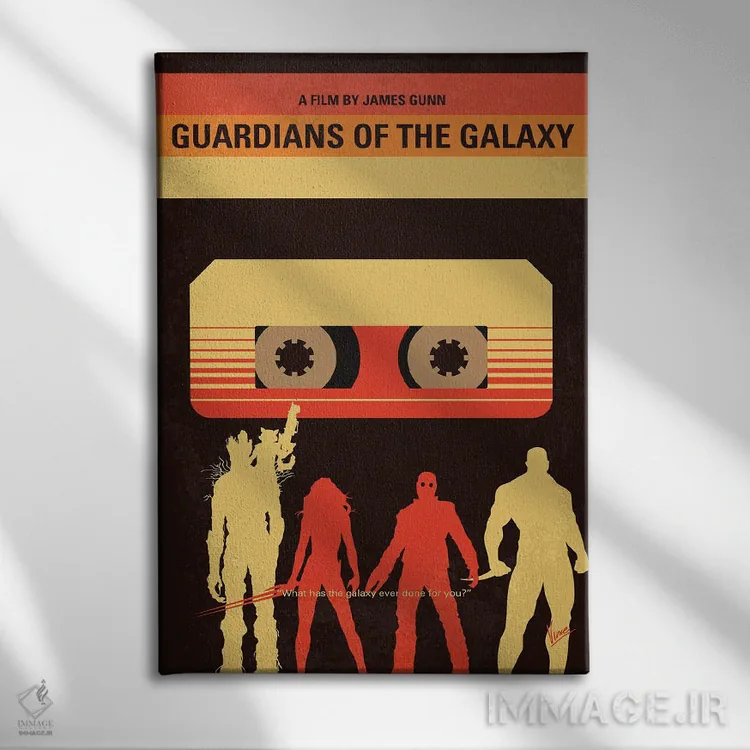 تابلو مینیمال پوستر نگهبانان کهکشان اثر چانکونگ - نمای روبهرو روی دیوار