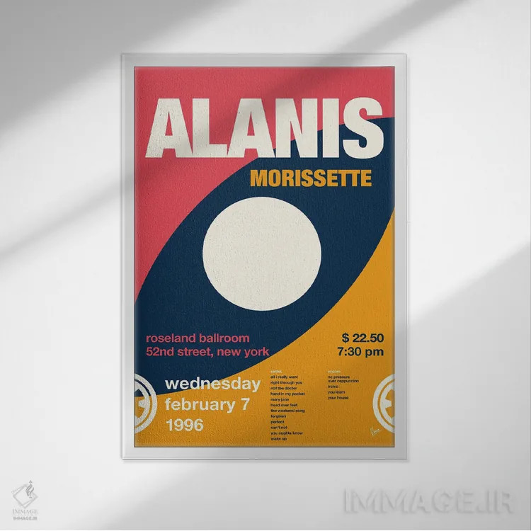 تابلو دکوراتیو پوستر آلانیس موریست اثر چانکونگ - نمای قابدار سفید