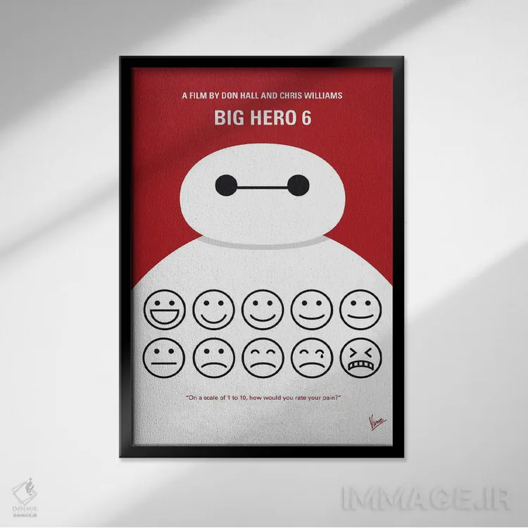 تابلو مینیمال پوستر ۶ ابرقهرمان اثر چانکونگ - نمای قابدار مشکی