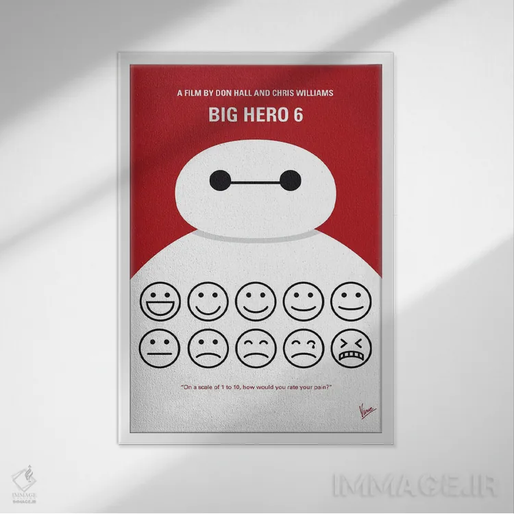 تابلو مینیمال پوستر ۶ ابرقهرمان اثر چانکونگ - نمای قابدار سفید