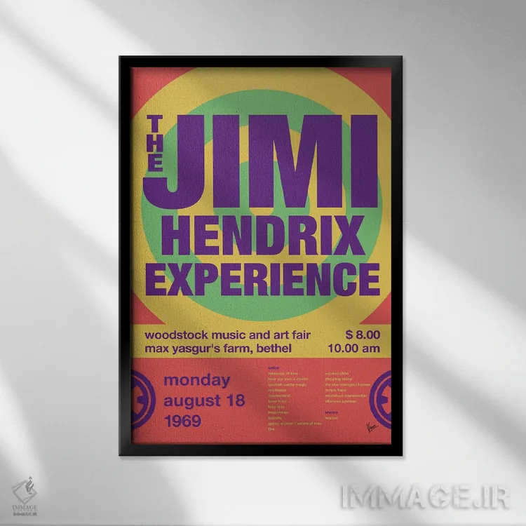 تابلو دکوراتیو پوستر جیمی هندریکس اثر چانکونگ - نمای قابدار مشکی