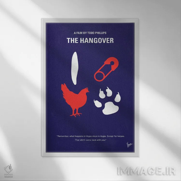 تابلو مینیمال پوستر مینیمال فیلم خماری اثر چانکونگ - نمای قابدار سفید