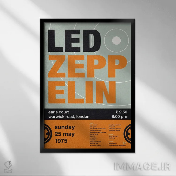 تابلو دکوراتیو پوستر لد زپلین اثر چانکونگ - نمای قابدار مشکی