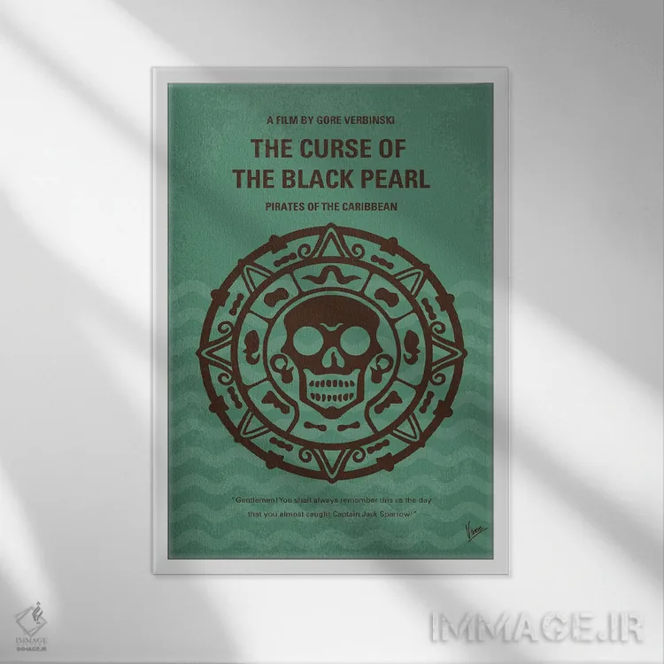 تابلو مینیمال پوستر دزدان دریایی کارائیب ۱ اثر چانکونگ - نمای قابدار سفید