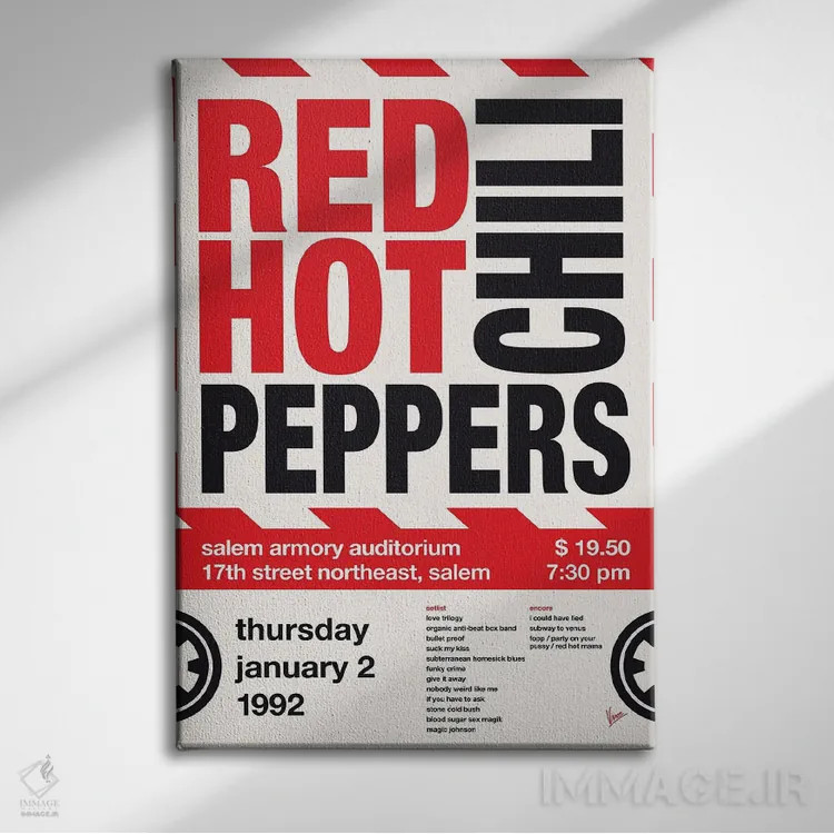 تابلو دکوراتیو پوستر رد هات چیلی پپرز اثر چانکونگ - نمای روبهرو روی دیوار