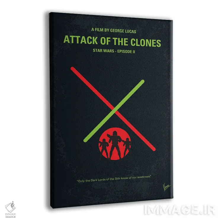 تابلو مینیمال پوستر جنگ ستارگان اپیزود دوم: حمله کلون ها اثر چانکونگ - نمای پرسپکتیو محصول