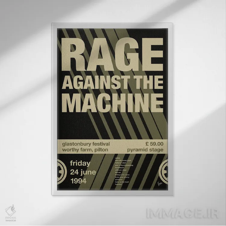 تابلو دکوراتیو پوستر ریج اگینست د ماشین اثر چانکونگ - نمای قابدار سفید