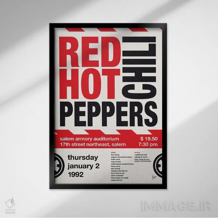 تابلو دکوراتیو پوستر رد هات چیلی پپرز اثر چانکونگ - نمای قابدار مشکی