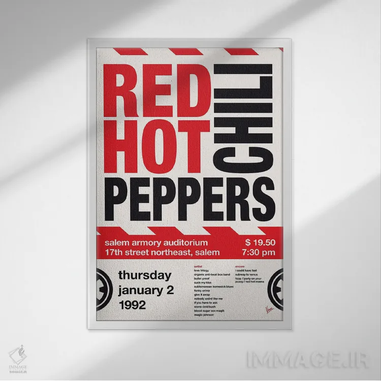 تابلو دکوراتیو پوستر رد هات چیلی پپرز اثر چانکونگ - نمای قابدار سفید