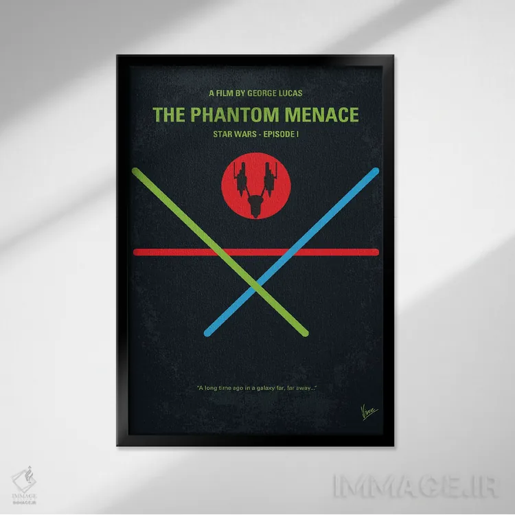 تابلو مینیمال پوستر جنگ ستارگان اپیزود اول: تهدید شبح اثر چانکونگ - نمای قابدار مشکی