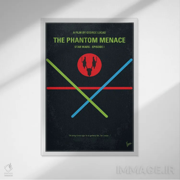تابلو مینیمال پوستر جنگ ستارگان اپیزود اول: تهدید شبح اثر چانکونگ - نمای قابدار سفید