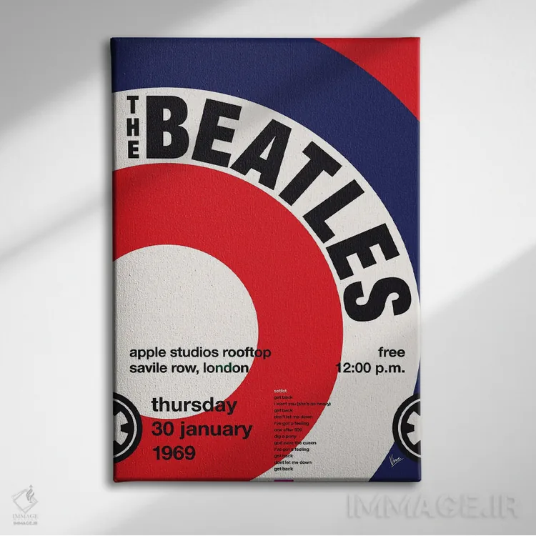 تابلو دکوراتیو پوستر بیتلز اثر چانکونگ - نمای روبهرو روی دیوار