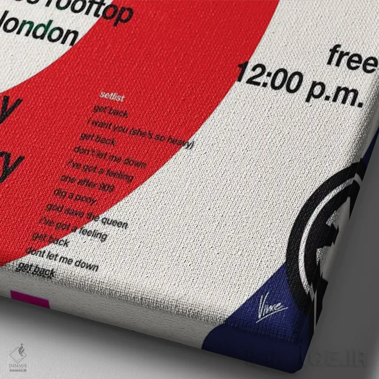 تابلو دکوراتیو پوستر بیتلز اثر چانکونگ - نمای نزدیک بافت بوم