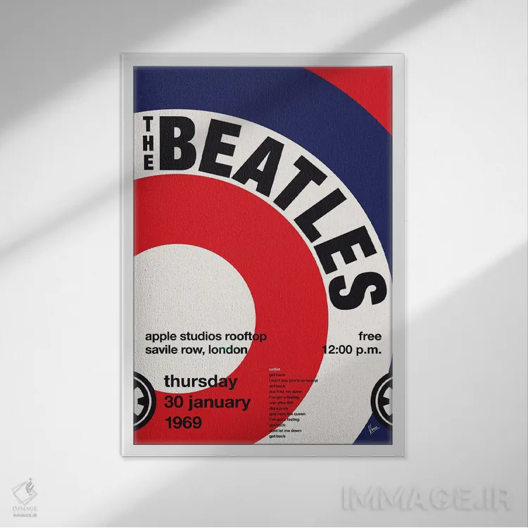 تابلو دکوراتیو پوستر بیتلز اثر چانکونگ - نمای قابدار سفید