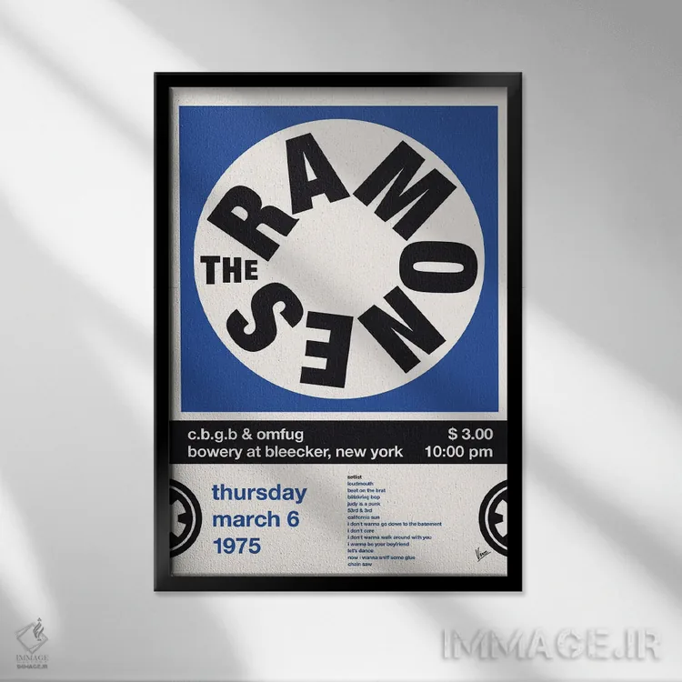 تابلو دکوراتیو پوستر رامونز اثر چانکونگ - نمای قابدار مشکی