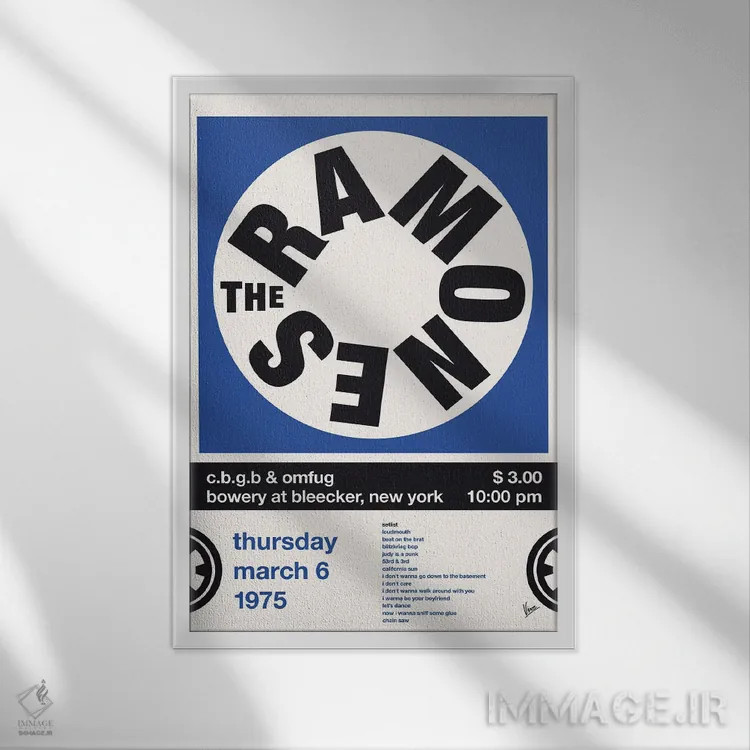 تابلو دکوراتیو پوستر رامونز اثر چانکونگ - نمای قابدار سفید