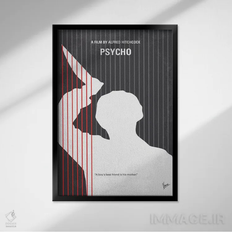 تابلو مینیمال پوستر مینیمال فیلم روانی اثر چانکونگ - نمای قابدار مشکی