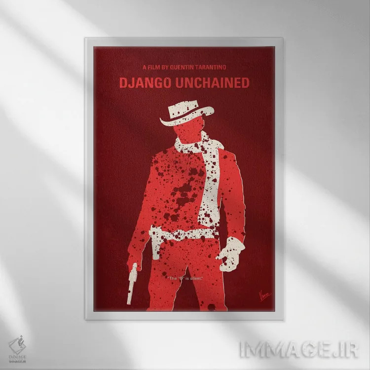 تابلو مینیمال پوستر مینیمال فیلم جانگو آزاد شده اثر چانکونگ - نمای قابدار سفید