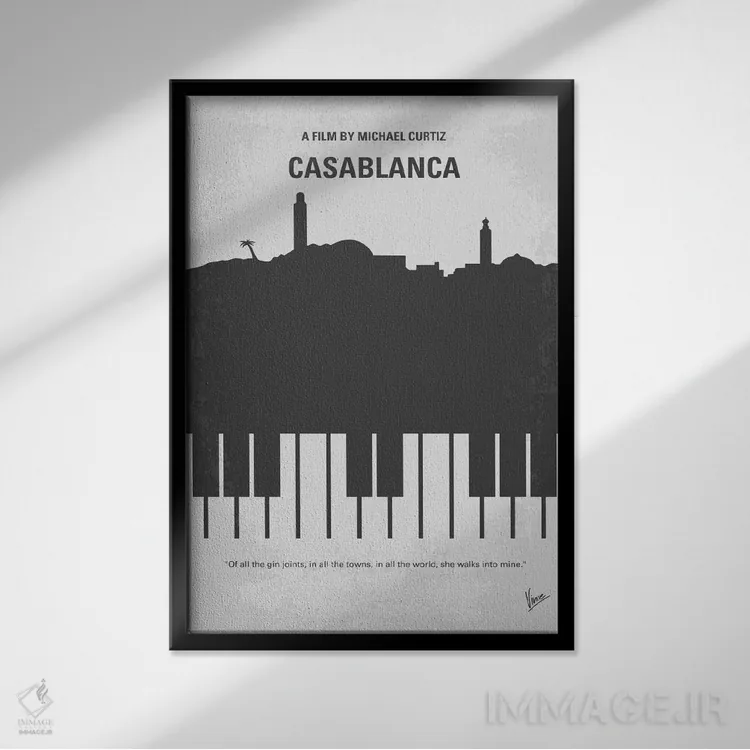 تابلو مینیمال پوستر مینیمال فیلم کازابلانکا اثر چانکونگ - نمای قابدار مشکی