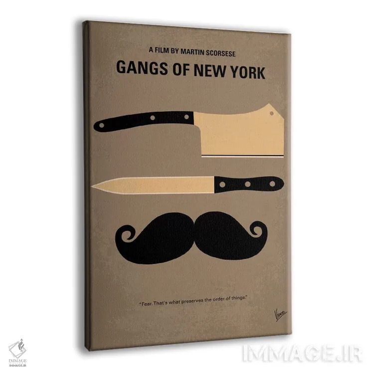 تابلو مینیمال پوستر مینیمال فیلم دار و دسته های نیویورکی اثر چانکونگ - نمای پرسپکتیو محصول
