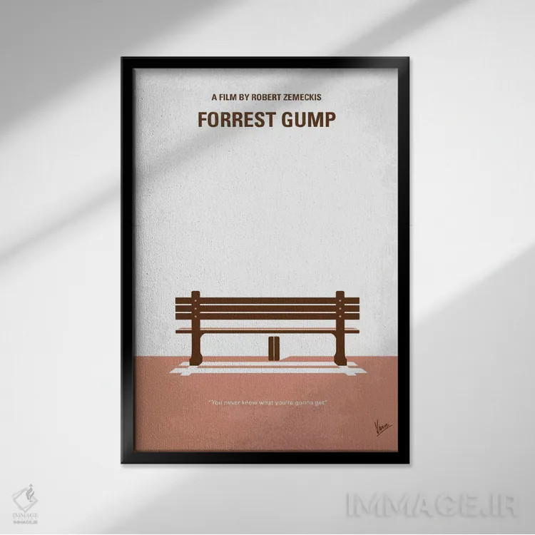 تابلو مینیمال پوستر مینیمال فیلم فارست گامپ اثر چانکونگ - نمای قابدار مشکی
