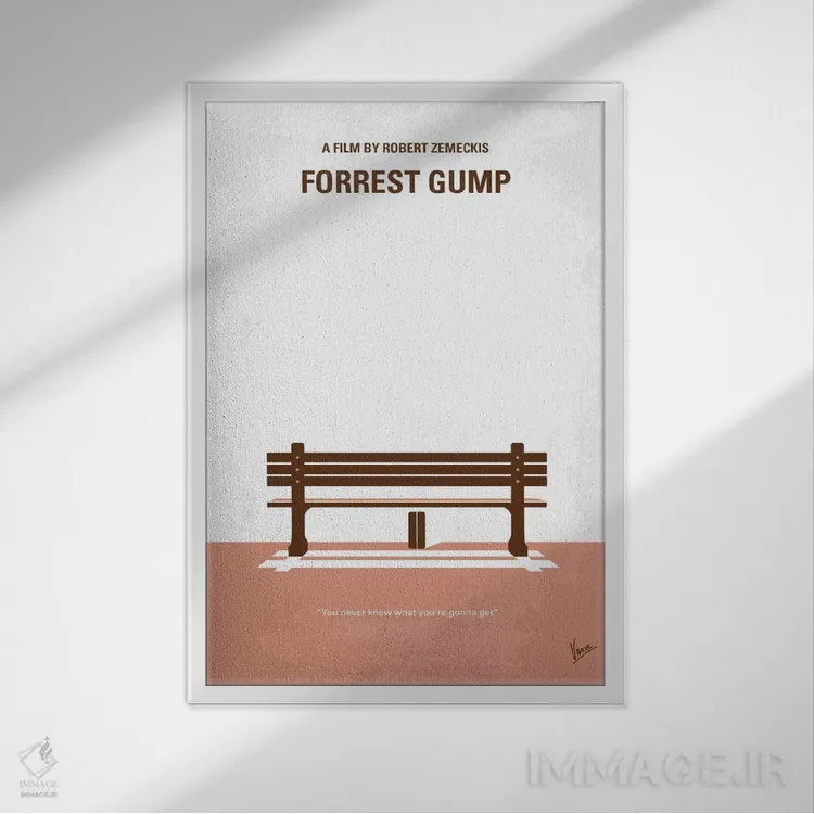 تابلو مینیمال پوستر مینیمال فیلم فارست گامپ اثر چانکونگ - نمای قابدار سفید