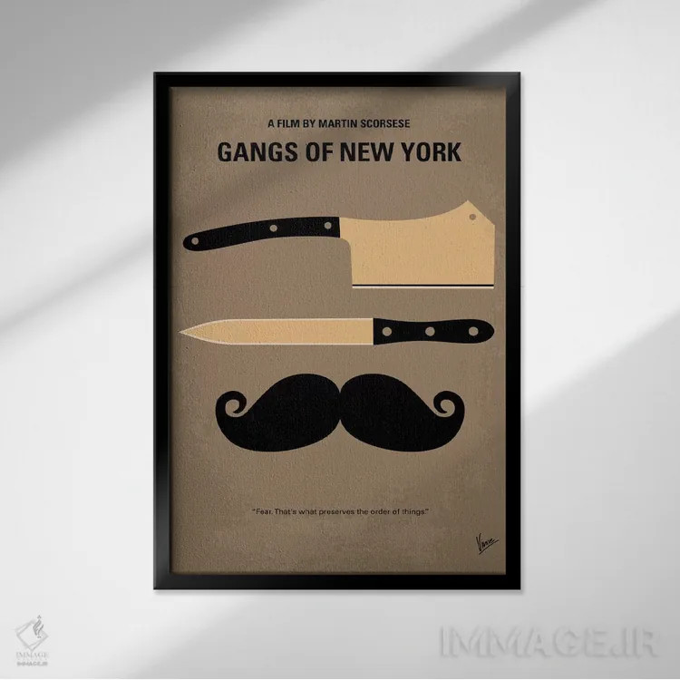 تابلو مینیمال پوستر مینیمال فیلم دار و دسته های نیویورکی اثر چانکونگ - نمای قابدار مشکی