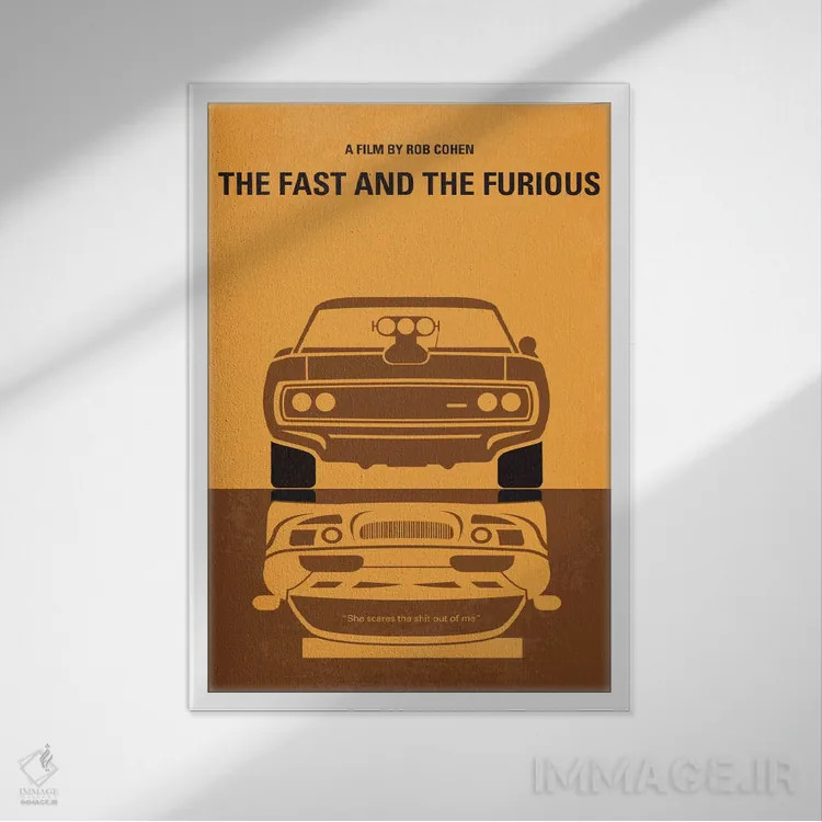 تابلو مینیمال پوستر مینیمال فیلم سریع و خشن اثر چانکونگ - نمای قابدار سفید