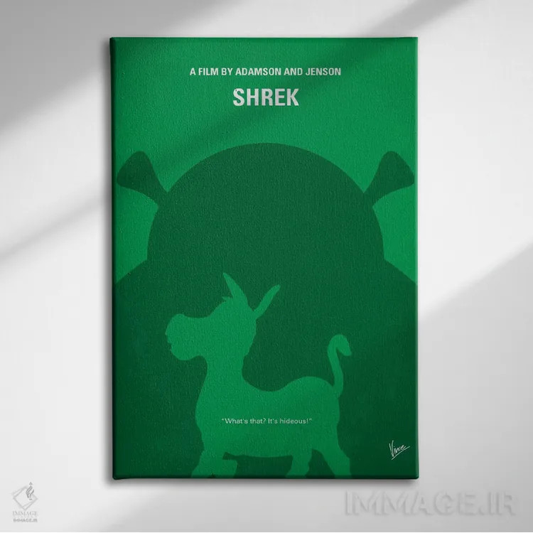 تابلو مینیمال پوستر مینیمال فیلم شرک اثر چانکونگ - نمای روبهرو روی دیوار