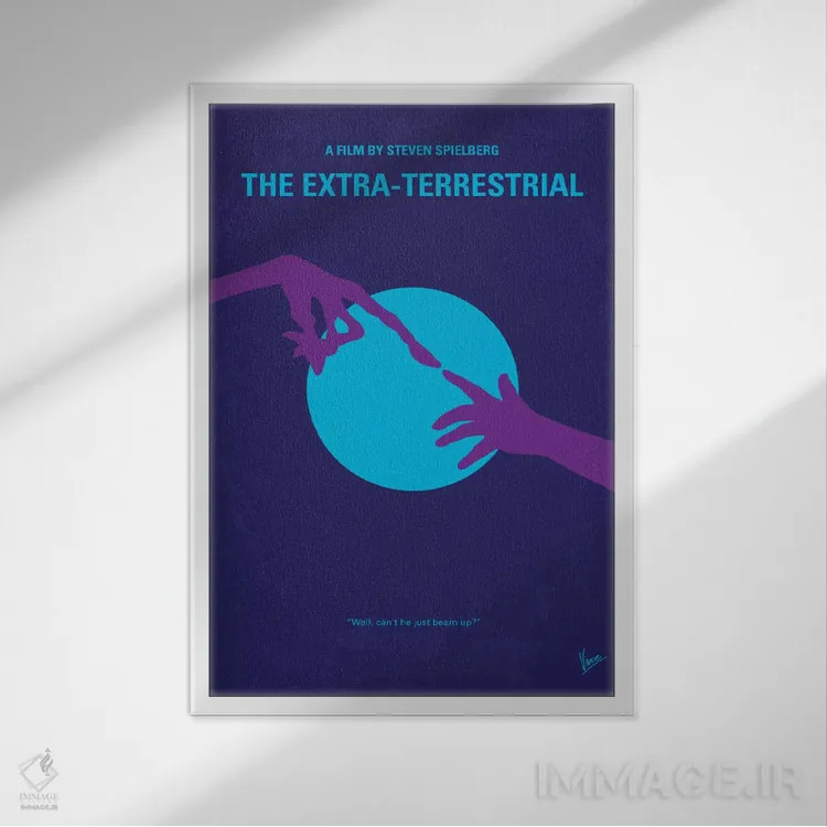 تابلو مینیمال پوستر مینیمال فیلم ئی.تی. موجود فرازمینی اثر چانکونگ - نمای قابدار سفید