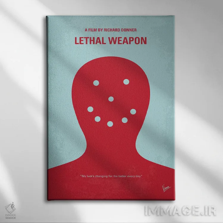 تابلو مینیمال پوستر مینیمال فیلم اسلحه مرگبار اثر چانکونگ - نمای روبهرو روی دیوار