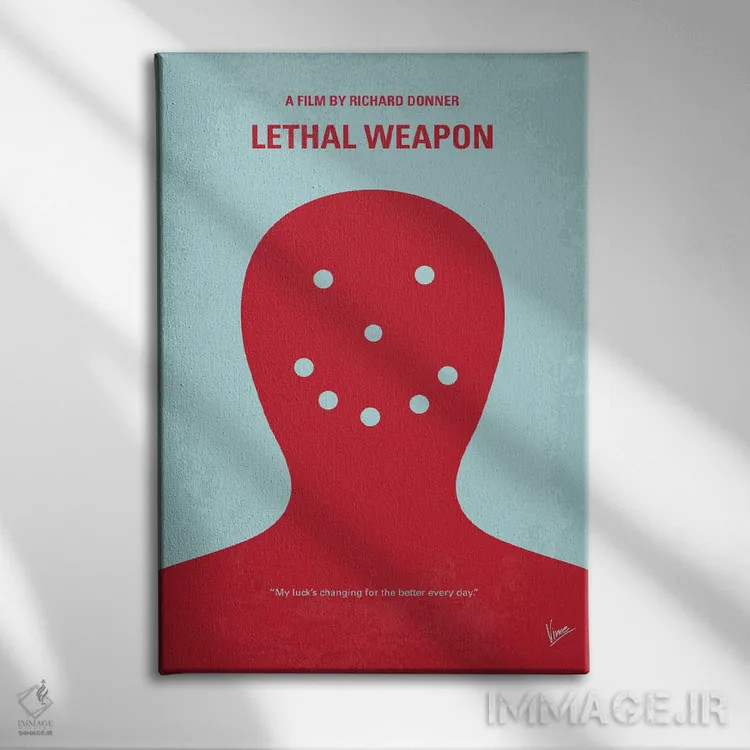 تابلو مینیمال پوستر مینیمال فیلم اسلحه مرگبار اثر چانکونگ - نمای روبهرو روی دیوار