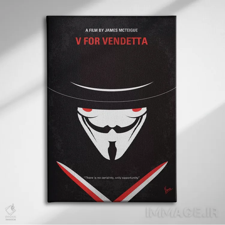 تابلو مینیمال پوستر مینیمال فیلم وی برای وندتا اثر چانکونگ - نمای روبهرو روی دیوار