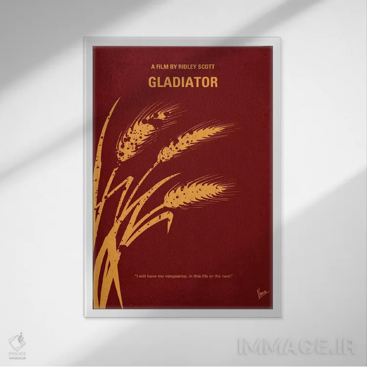 تابلو مینیمال پوستر مینیمال فیلم گلادیاتور اثر چانکونگ - نمای قابدار سفید