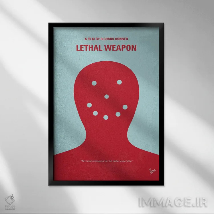 تابلو مینیمال پوستر مینیمال فیلم اسلحه مرگبار اثر چانکونگ - نمای قابدار مشکی